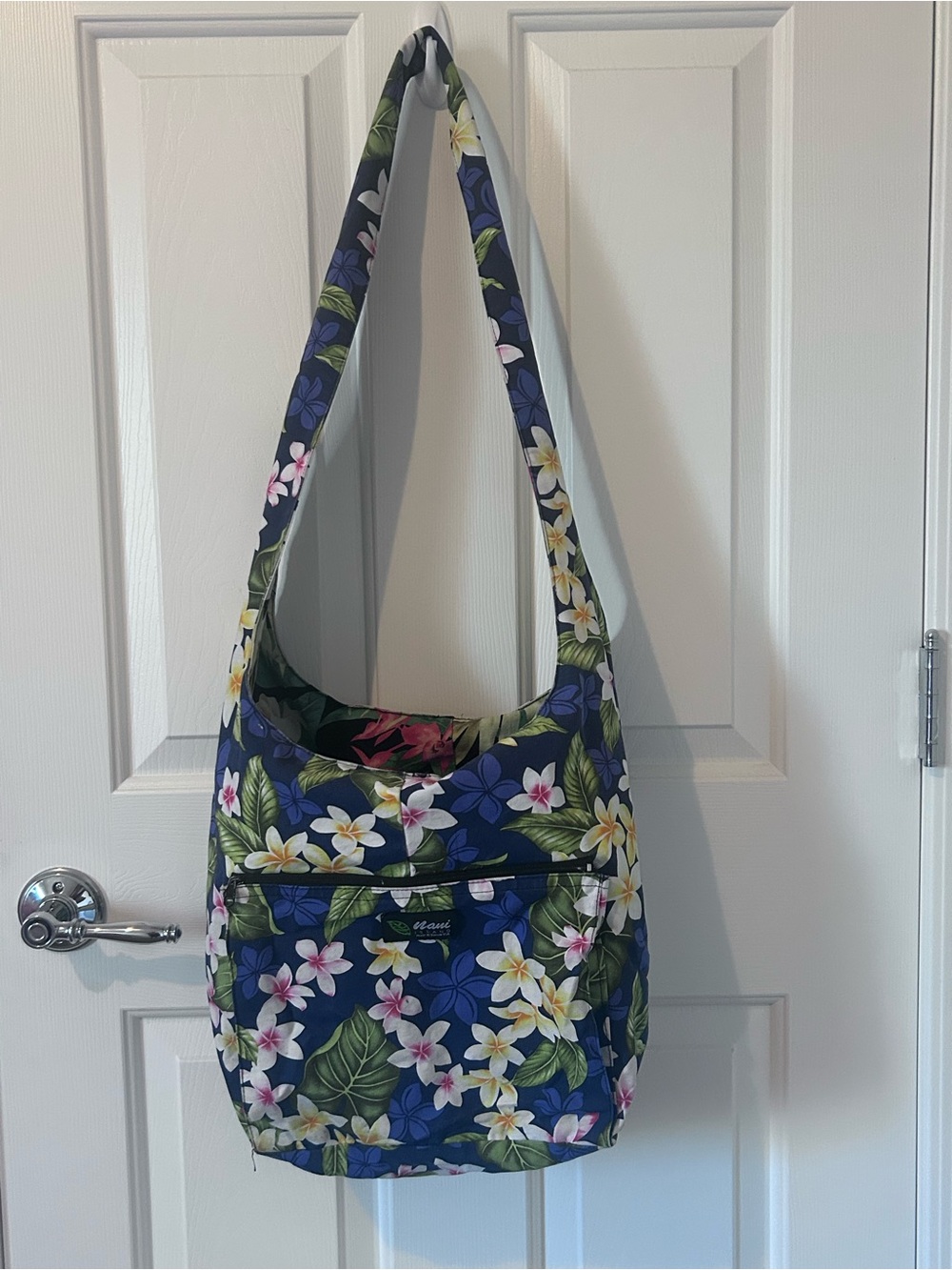 Floral Navy Crossbody Tote Bag - Lightweight Women’s Shoulder Bag